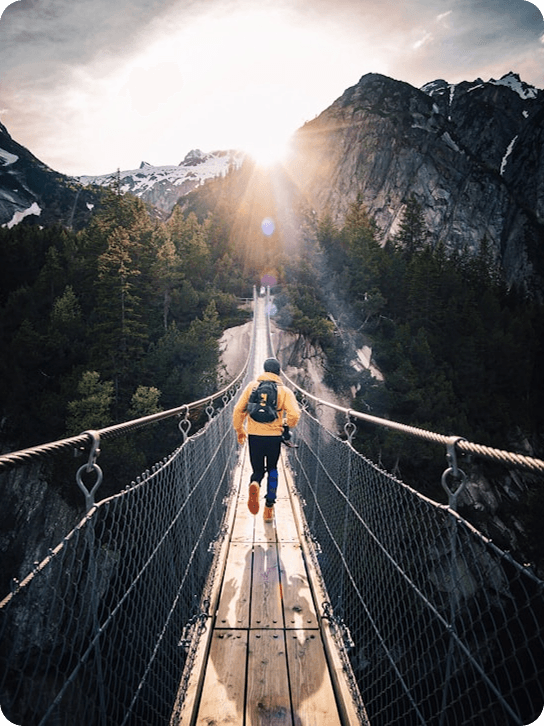 Mountain suspension bridge